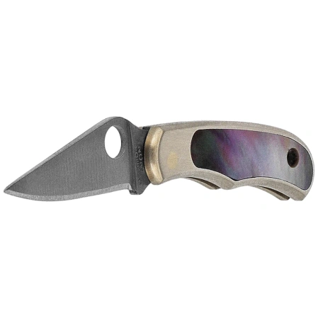 Spyderco Bug Knife Nickel Silver/Abalone, Satin 12C27 (C133AP)