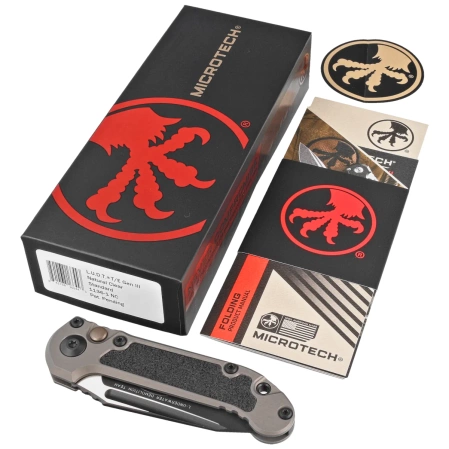 Nóż automatyczny Microtech LUDT Gen III T/E Natural Clear Aluminium, Black M390MK by Tony Marfione (1136-1NC)