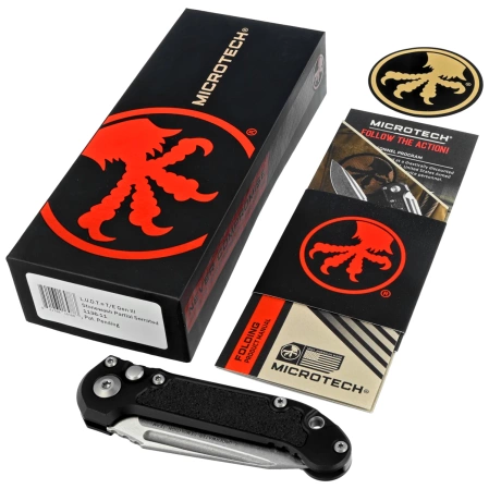 Microtech LUDT Gen III T/E Automatic Knife Black Aluminum, Stonewashed P/S M390MK by Tony Marfione (1136-11)