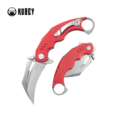 Kubey Wrath Knife Red G10, Beadblasted 14C26N by MUZI Design (KU261D)