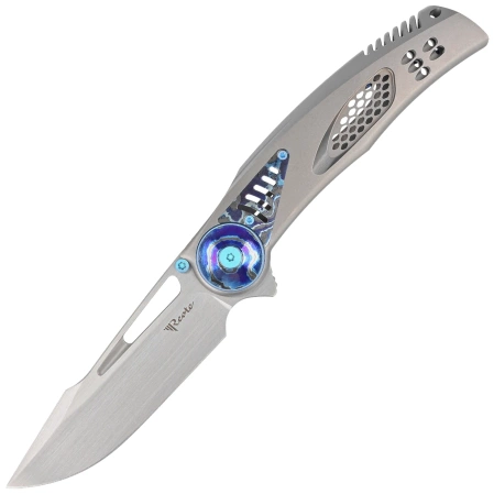 Nóż składany Reate GTR Bead Blasted Titanium/Zircuti Inlay, Zircuti Clip, Hand Satin M390