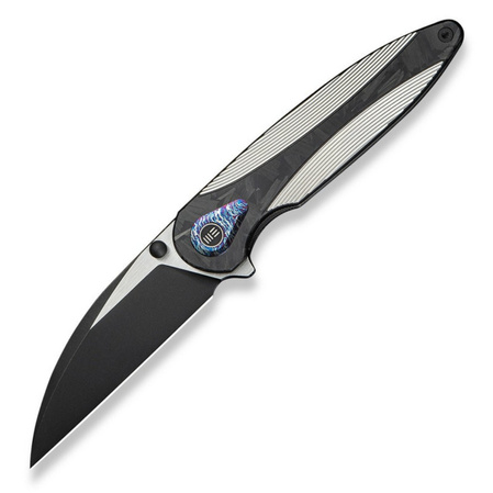 Nóż składany WE Knife Zenthra Titanium/Shredded Carbon Fiber, Black Stonewashed/Satin M390 (WE24021C-1)