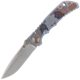 Nóż składany Spartan Blades Harsey Folder Special Edition Angel Blue Titanium, Bronze HW, Satin MagnaCut by William W. Harsey Jr. (SF5ANGL)