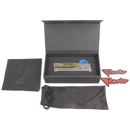 Reate Knife Mini EXO OTF Gravity D/E Bead Blasted Titanium/Green Micarta, Stonewashed CPM 3V