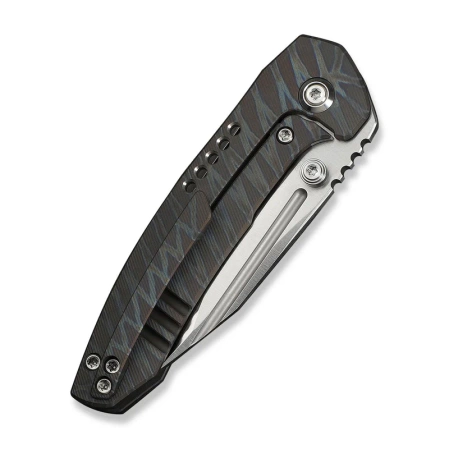 WeKnife Micro Trogon Tiger Stripe Titanium, Satin M390 by Brian Brown (WE24043-3)
