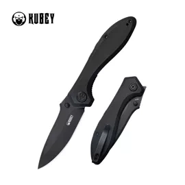 Nóż składany Kubey Ruckus Black G10, Dark Stonewashed AUS-10 by Sherif Manganas (KU314O)