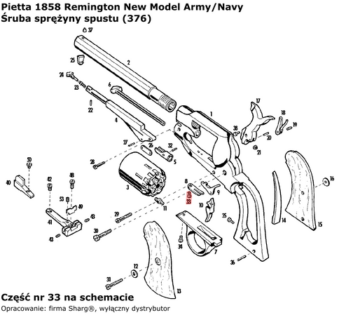 Pietta Trigger Bolt Spring Screw for 1851 Colt Navy, 1858 Remington, 1862 Spiller & Burr (376)