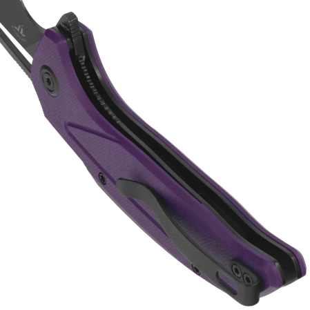 Kubey Nautilus Knife Purple G10, Silver Sandblasted 14C28N by Sherif Manganas (KU372A)