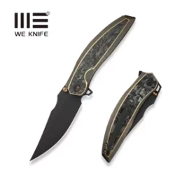 Nóż składany We Knife Quinseris Bronze Titanium/Shredded Carbon Fiber, Black Stonewashed M390 (WE23093-2)