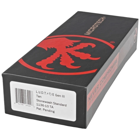 Microtech LUDT Gen III T/E Automatic Knife Tan Aluminum, Stonewashed M390MK by Tony Marfione (1136-10TA)