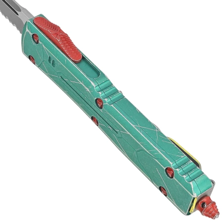 Nóż automatyczny OTF Microtech Ultratech S/E Bounty Hunter Signature Distressed Green Aluminium, Apocalyptic P/S M390 by Tony Marfione (121-11BH)