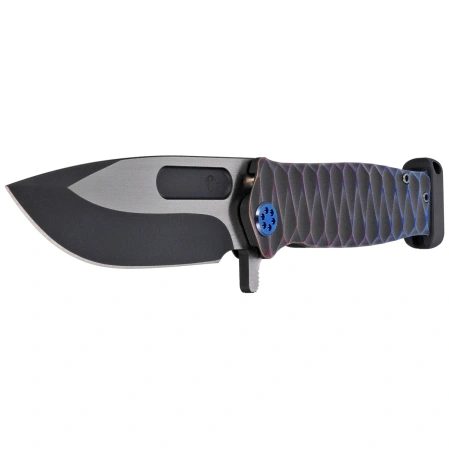 Nóż składany Medford USMC FF Black/Blue-Violet ''Diamond Head'' Titanium, BLue HW, Brsh/Blue Clip, Black DLC/Satin S90V by Greg Medford (MK2049PQ-31A6-T2C2-PP)