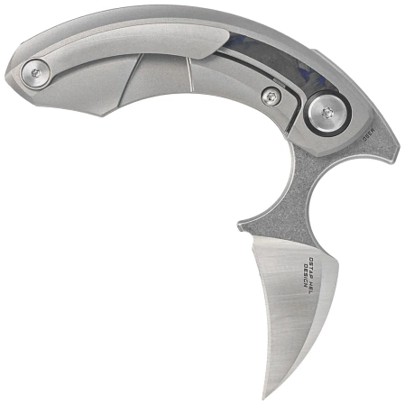 Bestech Strelit Knife Gray Titanium/Black-Blue Marble Carbon Fiber, Satin/Stonewashed M390 by Ostap Hel (BT2103D)