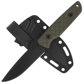 Spartan Blades Alala Green Canvas Micarta, Black Powder 1095 Cro-Van by Curtis Iovito (SBSL004BKGR)