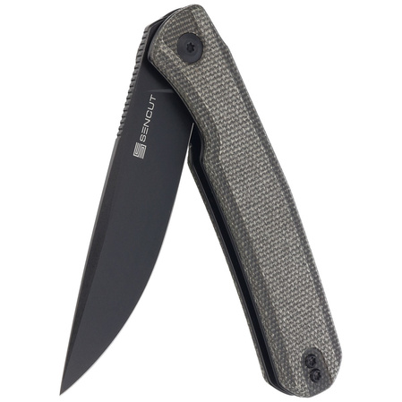 Sencut Knife Scitus Dark Green Canvas Micarta, Black Stonewashed D2 by Ostap Hel (S21042-3)