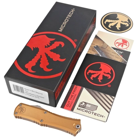 Nóż automatyczny OTF Microtech Hera II Mini Bayonet Tan Aluminium, Apocalyptic M390MK by Tony and Sean Marfione (1701M-10APTA)