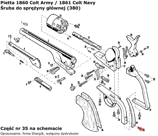 Bolt for mainspring Colt Navy 1851, Colt Army 1860, Remington 1858 (380)