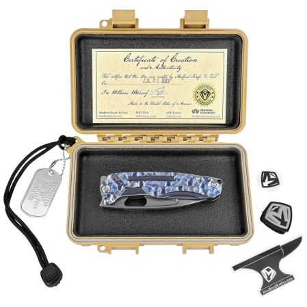 Nóż składany Medford Infraction Blue/Silver Titanium ''Peaks and Valleys'', Std HW, Brsh Clip, Tumbled S45VN by Greg Medford (MK031STQ-37A2-TSCS-BN)