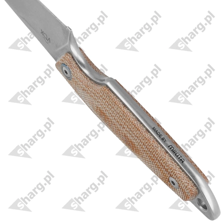 MKM Makro 2 Natural Canvas Micarta Knife, Stonewashed by Jesper Voxnæs (MKMA02-NC)