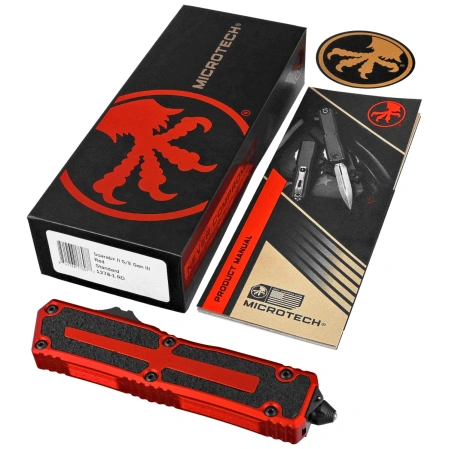 Microtech Scarab II Gen III S/E OTF Knife Red Aluminum, Black M390MK by Tony Marfione (1278-1RD)