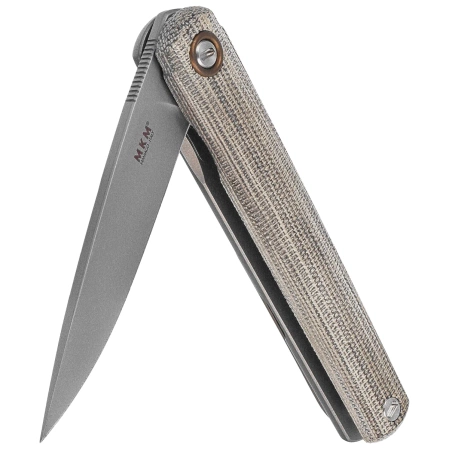Nóż składany MKM Flame Light Drop Point Green Canvas Micarta / Titanium, Bead Blasted M390 by Michael Zieba (MK FL01-GCT)
