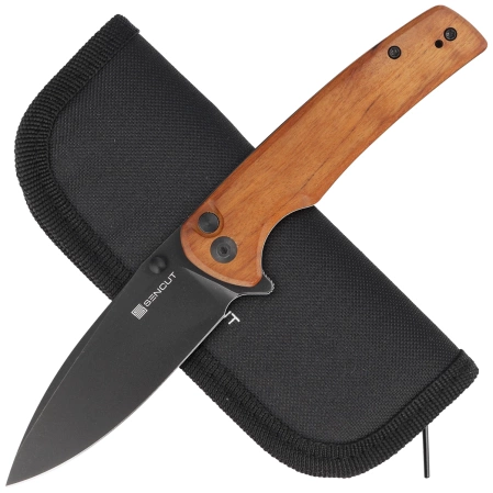 Sencut Sachse Guibourtia Wood, Black Stonewashed 9Cr18MoV knife (S21007-6)