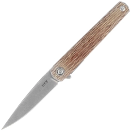 Nóż składany MKM Flame Light Drop Point Natural Canvas Micarta, Stonewashed M390 by Michael Zieba (MK FL01L-NC)
