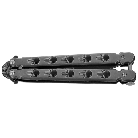 Martinez Albainox Balisong Skull Knife RainBlack Steel, RainBlack 3Cr13Mov (02278)