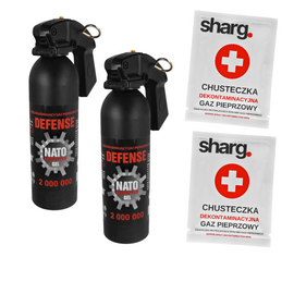 Zestaw 2x Gaz pieprzowy Sharg Nato Defence Gel 2mln 400ml HJF i 2x Chusteczka dekontaminacyjna