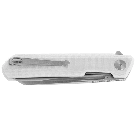 Bestechman Dundee Sheepfoot Knife White G10, Grey PVD/Satin D2 by Ostap Hel (BMK09C)