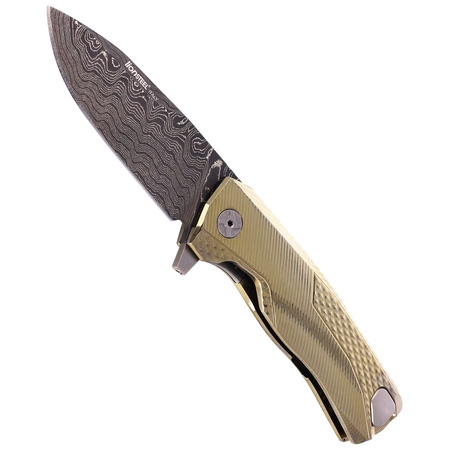 LionSteel ROK Knife Gold Titanium, Chad Nichols Scrambled Damascus (ROK DD GL)