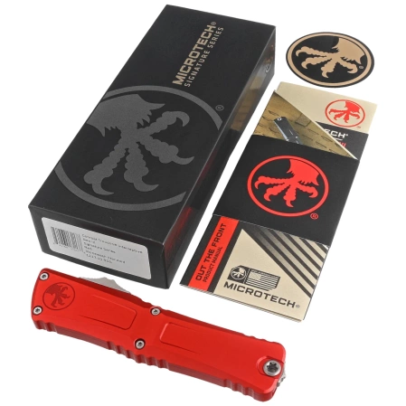 Microtech Combat Troodon Gen III Interceptor Signature OTF Knife Red Aluminum, Stonewashed M390MK by Tony Marfione (1217-10RDS)
