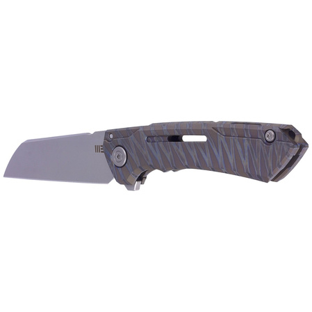 WE Knife Mini Buster Tiger Stripe Titanium, Silver Bead Blasted CPM 20CV by Snecx Tan (2003C)