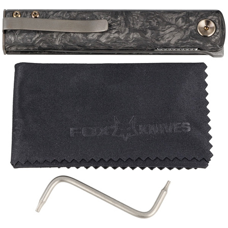 Nóż składany FOX Chnops Marble Carbon Fiber, Damasteel DS93X Gysinge by Riccardo Gobbato (FX-543 DCF)