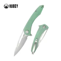 Kubey Merced Knife Jade G10, Beadblasted AUS-10 by Sherif Manganas (KU345D)