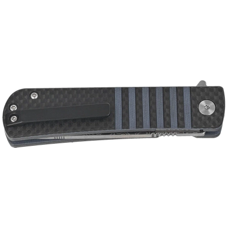 Nóż składany Bestech Titan Black Carbon Fiber/Blue G10, Damascus by Keanu Alfaro (BL05A)