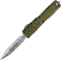 Nóż automatyczny OTF Microtech Ultratech Gen IV D/E Hero OD Green Aluminium, Stonewashed Pixel M390MK by Tony Marfione (11224-10ODHR)