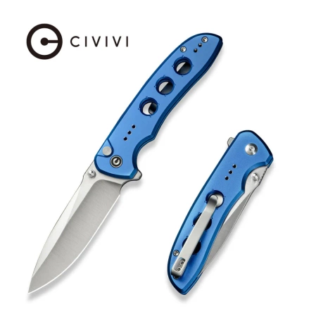 Civivi Hyperpulse Blue Aluminum Knife, Satin 14C28N (C23087A-2)