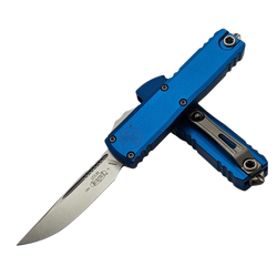 Microtech UTX-85 Gen IV S/E OTF Knife Blue Aluminum, Stonewashed M390MK by Tony Marfione (12314-10BL)