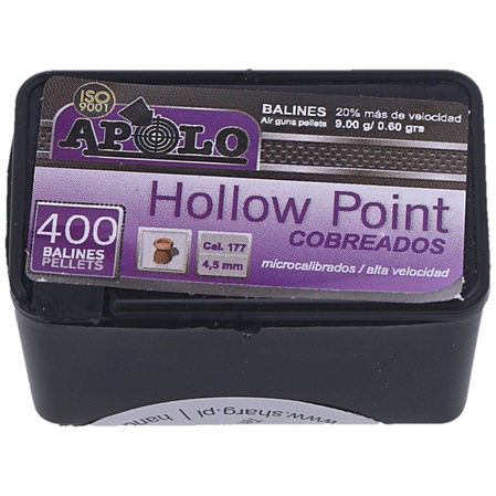 Apolo Hollow Point Copper AirGun Pellets .177/4.5 mm, 400 pcs 0.60g/9.0gr (19990)