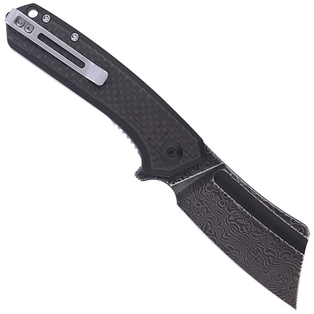 CIVIVI Knife Mini Bullmastiff Twill Carbon Fiber / Black G10, Black Damascus (C2004DS-1)