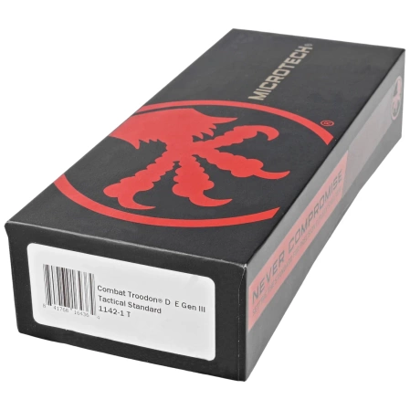 Microtech Combat Troodon Gen III D/E OTF Knife Black Aluminum, Tactical M390MK by Tony Marfione (1142-1T)