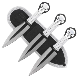 Noże do rzucania Martinez Albainox Skulls Set 3 szt White Cord, Satin 3Cr13Mov (32453)