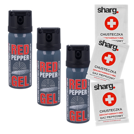 Zestaw 3x Gaz pieprzowy Sharg Graphite Gel 3mln 50ml i 3x Chusteczka Dekont