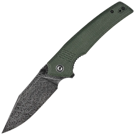 Civivi Knife Tranquil Green Canvas Micarta, Black Hand Rubbed Damascus (C23027-DS1)