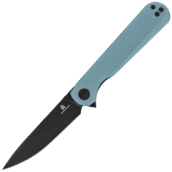Bestechman Flick Knife Grey G10, Black PVD D2 by Ostap Hel (BMK13F)