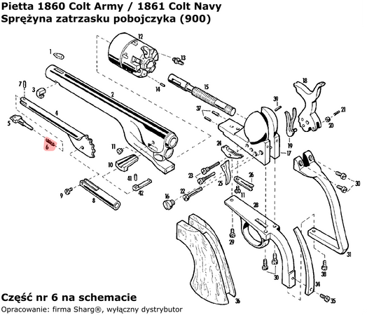 Sprężyna zatrzasku pobojczyka Pietta 1851 Colt Navy (900)