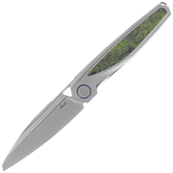 Nóż składany Rike Knife Baidi S Titanium/Green Carbon Fiber, Bead Blasted M390 (RK-Baidi-S-P/GCF)
