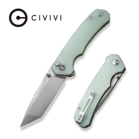 Civivi Brazen Button Lock Knife Natural G10, Stonewashed 14C28N (C19059C-3)