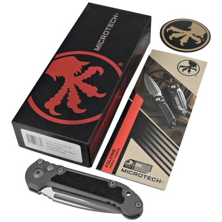 Microtech LUDT Gen III S/E Automatic Knife Natural Clear Aluminum, Apocalyptic M390MK by Tony Marfione (1135-10APNC)